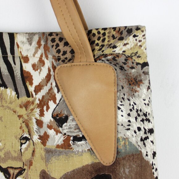 Vintage 15" Wild Animal Canvas Tote Bag - Picture 7 of 10